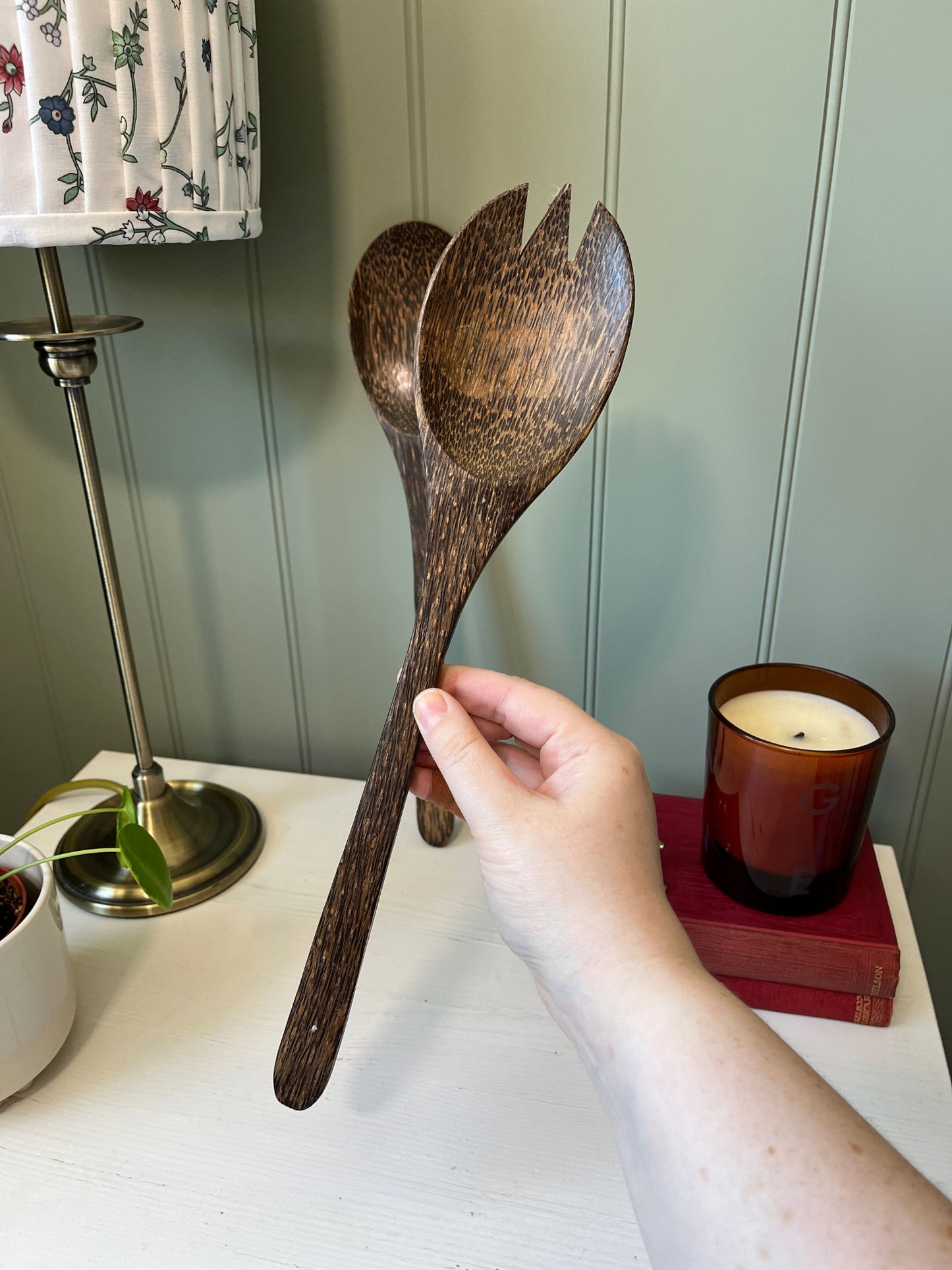 Dark wood serving spoons, set of two