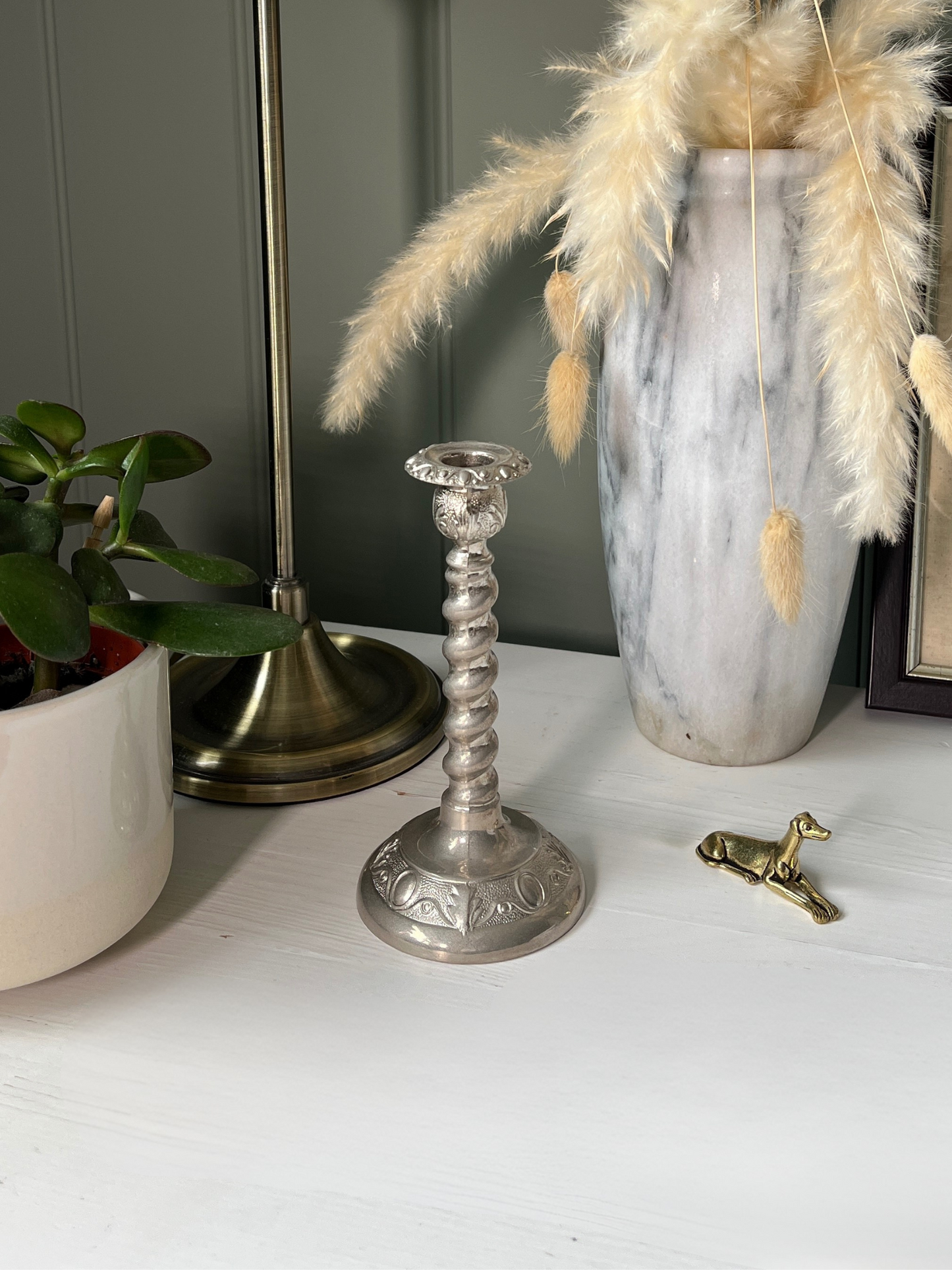 Silver twisted candlestick