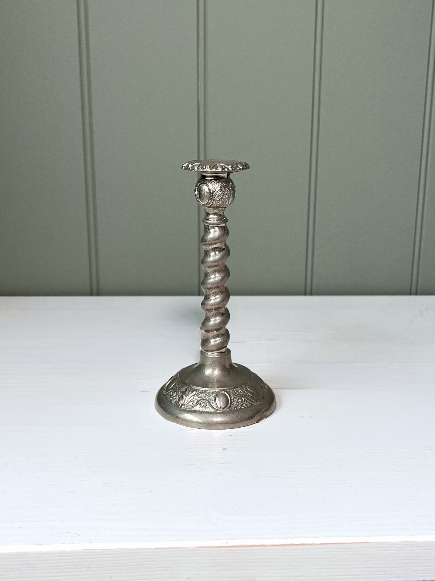 Silver twisted candlestick