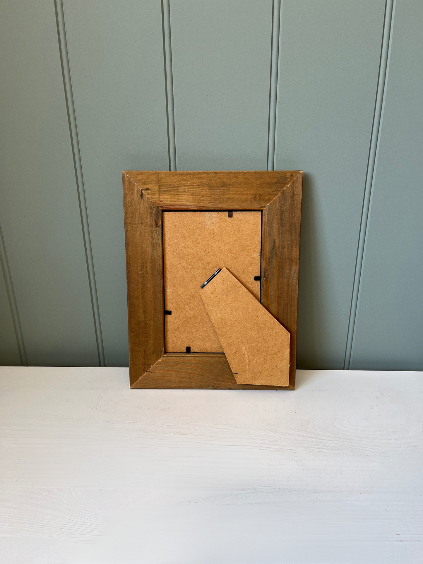 Hand painted Watercolour Pink & Blue Flowers in Vintage Hardwood Frame