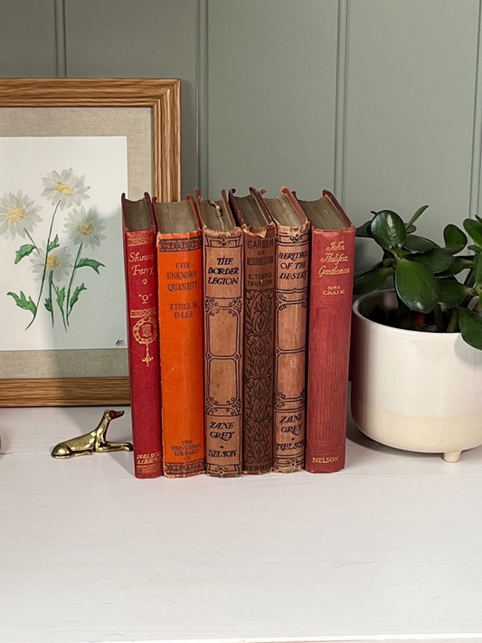 Set of 6 vintage red books circa 1910-1930
