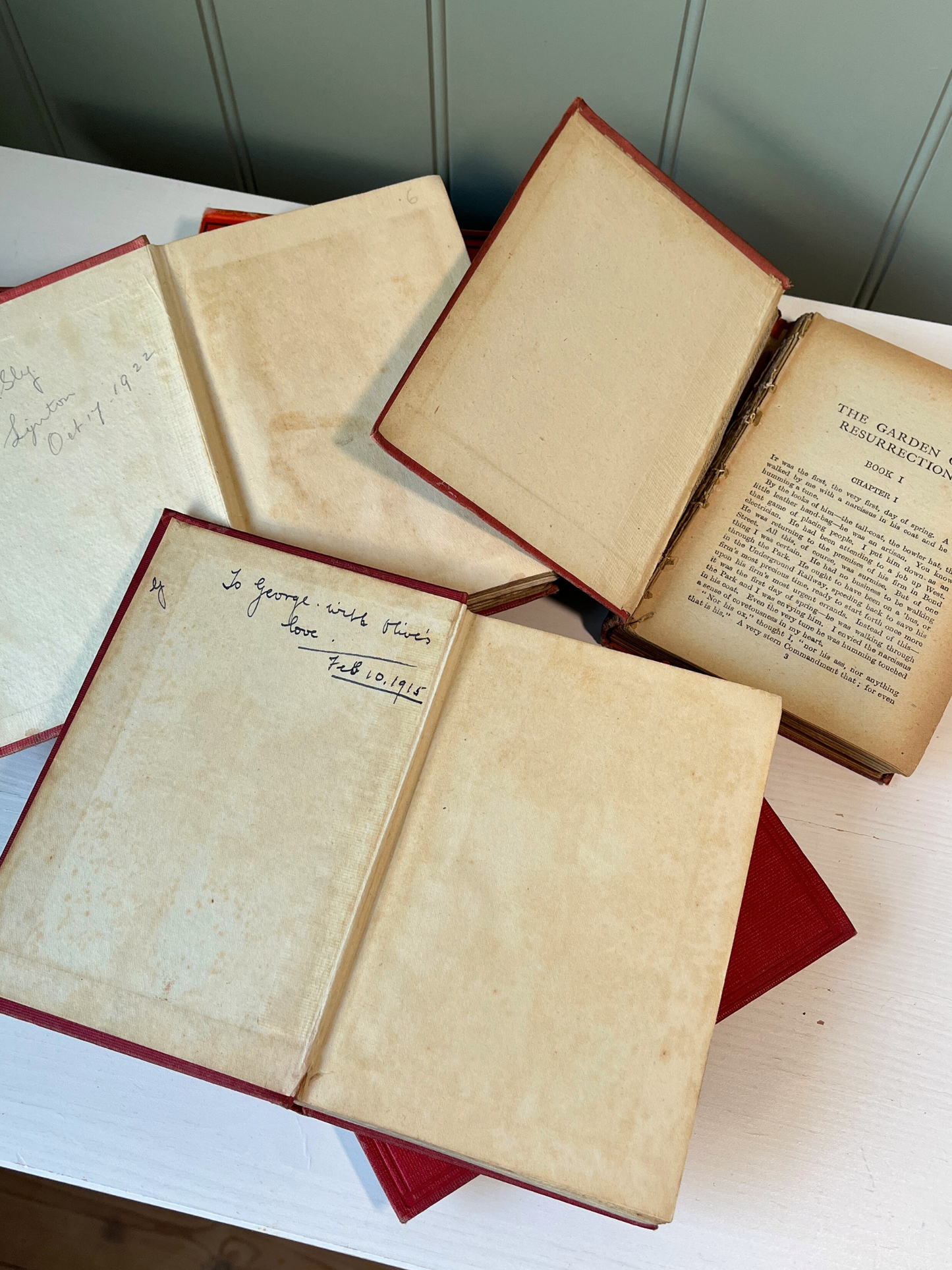 Set of 6 vintage red books circa 1910-1930